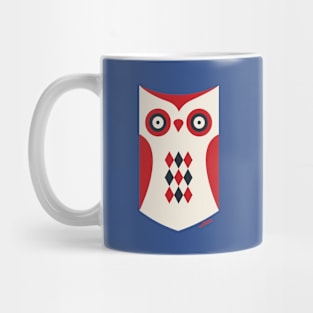 Cartoon Modern Owl [ Red/White/Black,} Mug